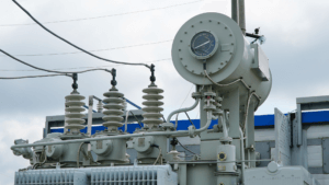 High voltage transformer. High voltage power transformer substation. power transformer.